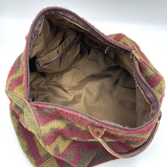 WEEKENDER mini-bag Pendleton & J. Crew style Unbranded VINTAGE leather handle - Picture 3 of 14